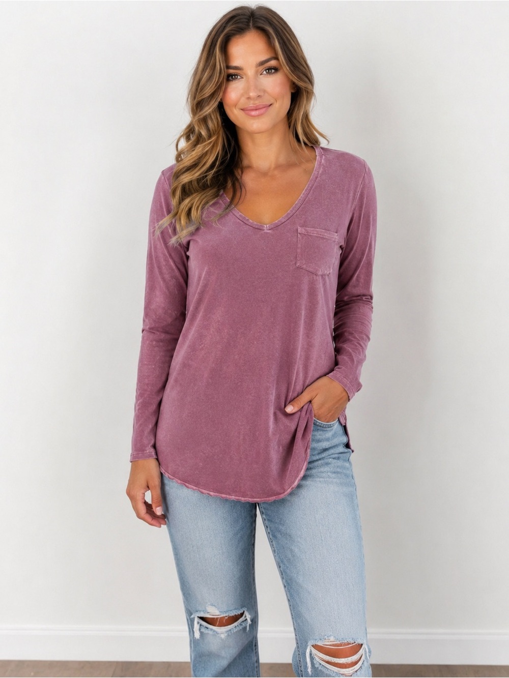 No Comment Mauve Long Sleeve Tunic